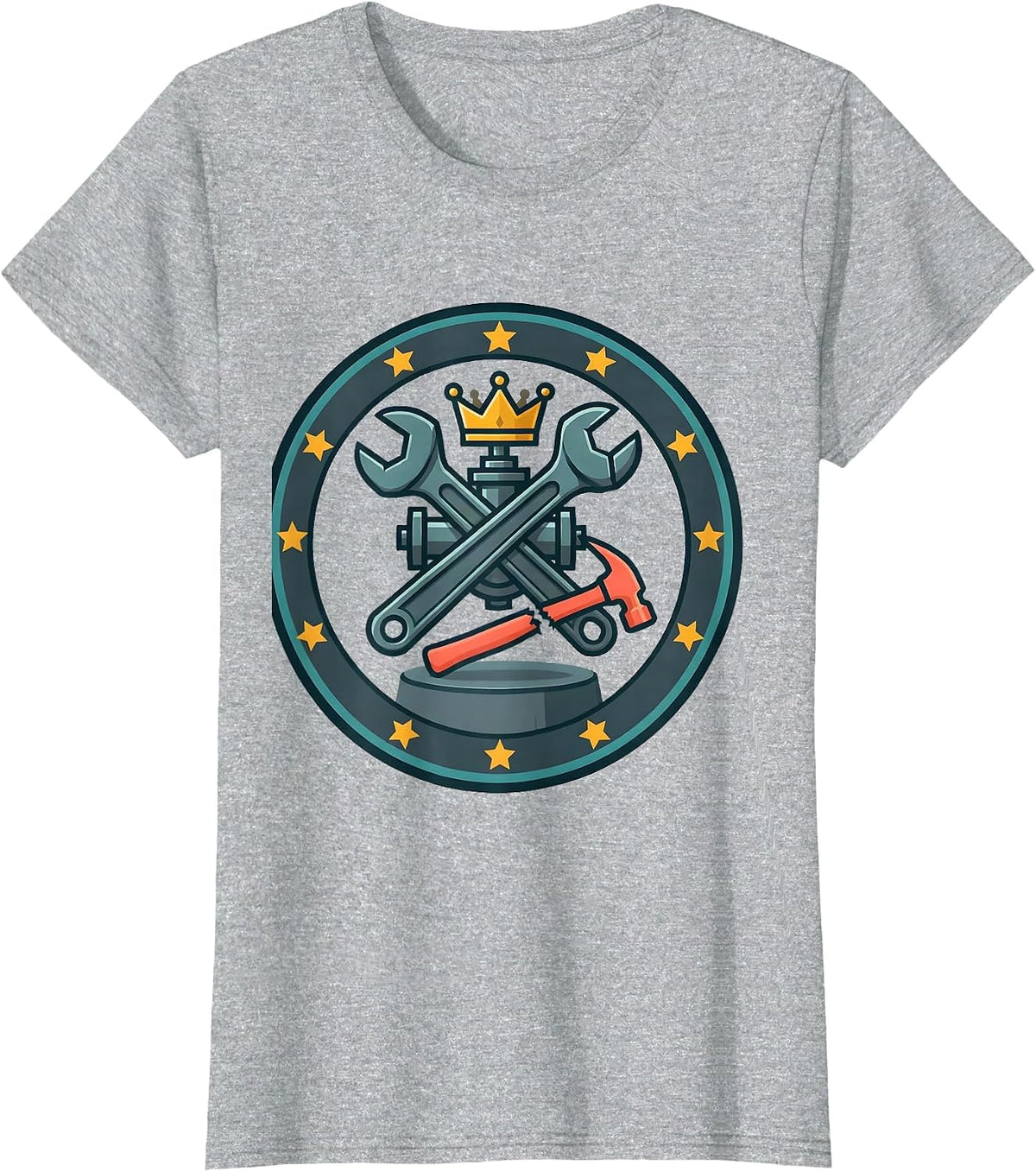 Sealed Pipe Wrench Badge Funny Plumber Occupation Humor T-Shirt - Heather Grey