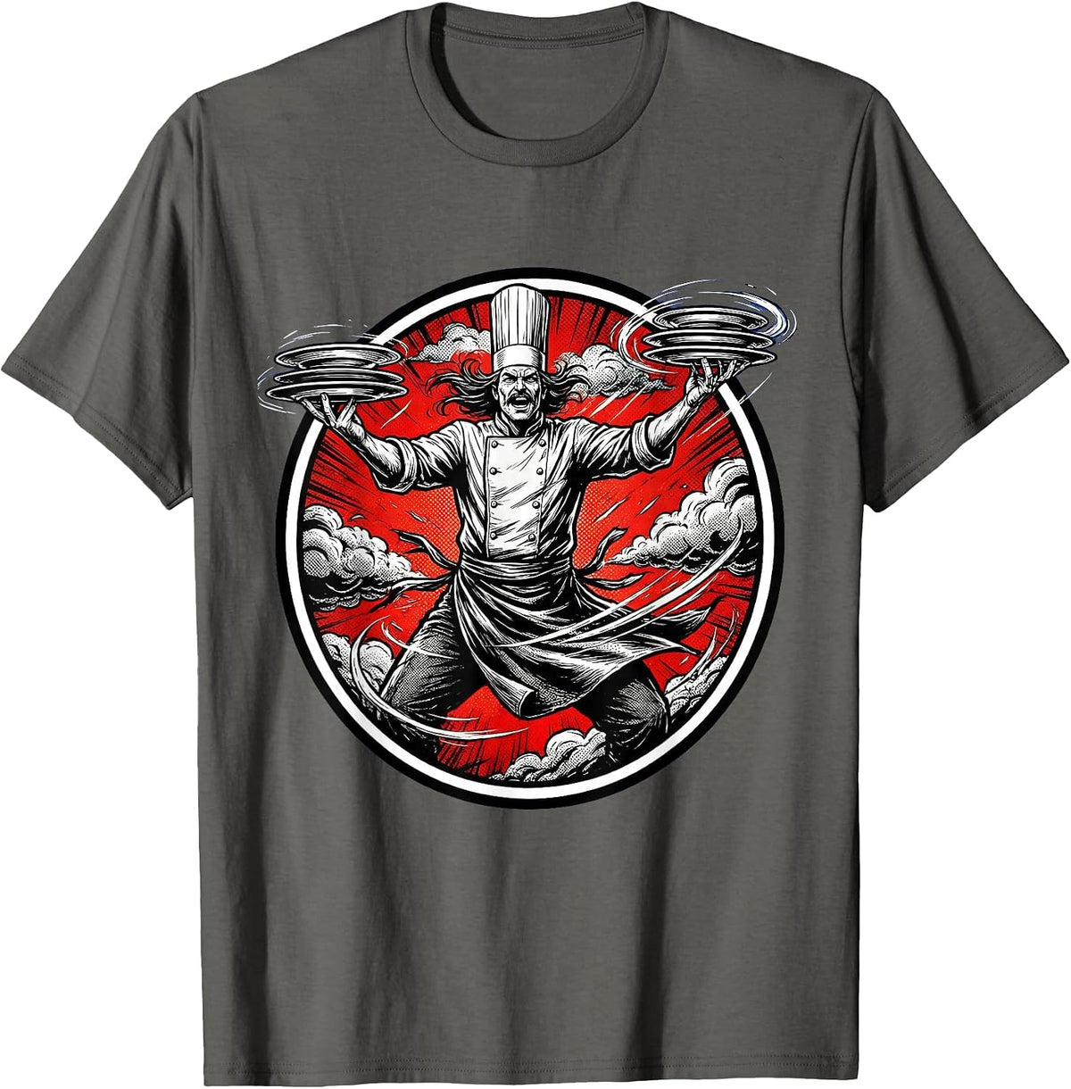 Chaos Coordinator Chef Spinning Plates Storm Graphic T-Shirt - Asphalt Grey