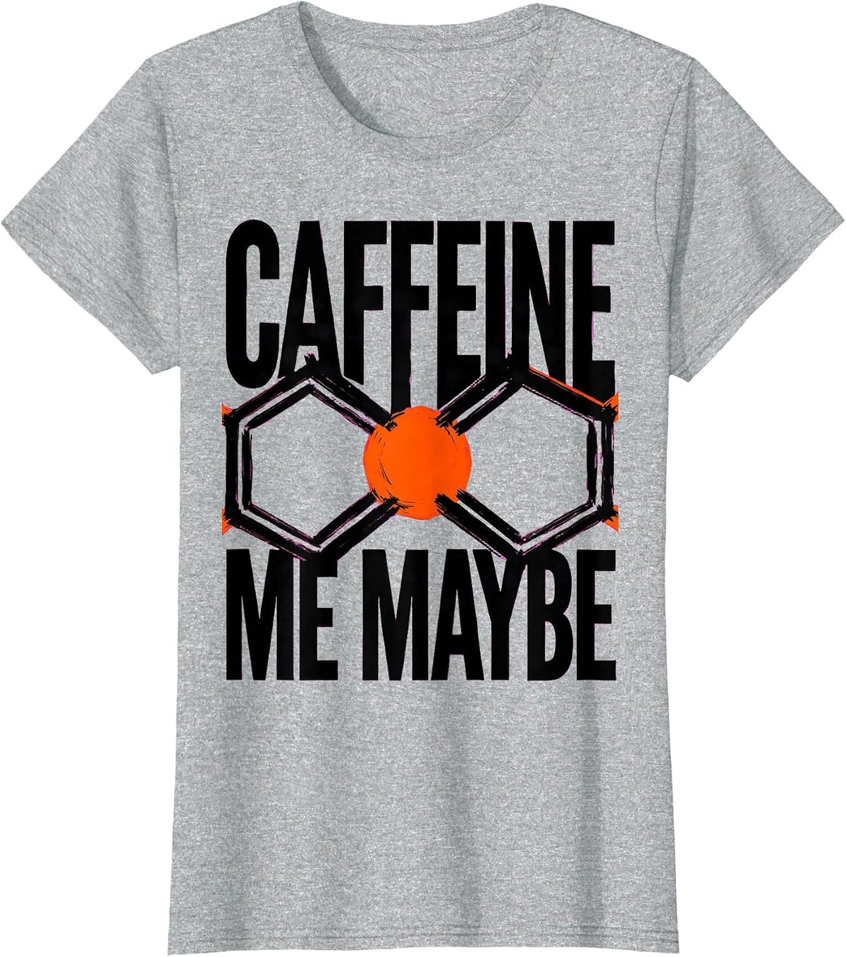 Caffeine Me Maybe Brutalist Graphic Chemistry Molecule Humor T-Shirt - Heather Grey