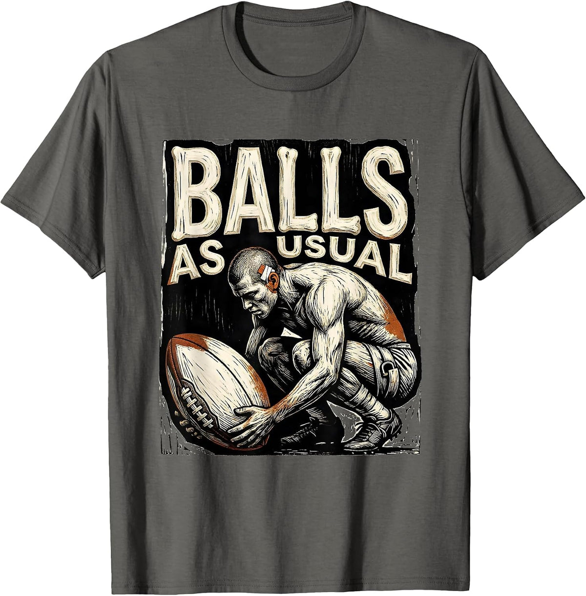 Balls As Usual Funny Rugby Player Coach Fan Gift T-Shirt - Asphalt Grey