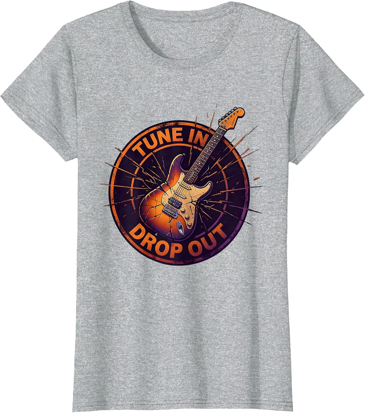 Tune In Drop Out Grunge Counterculture Design T-Shirt - Heather Grey
