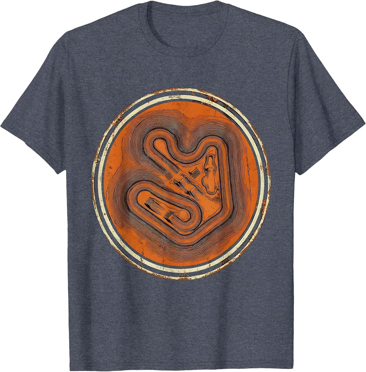 Aerial Dirt Bike Track Graphic Tee T-Shirt - Heather Blue