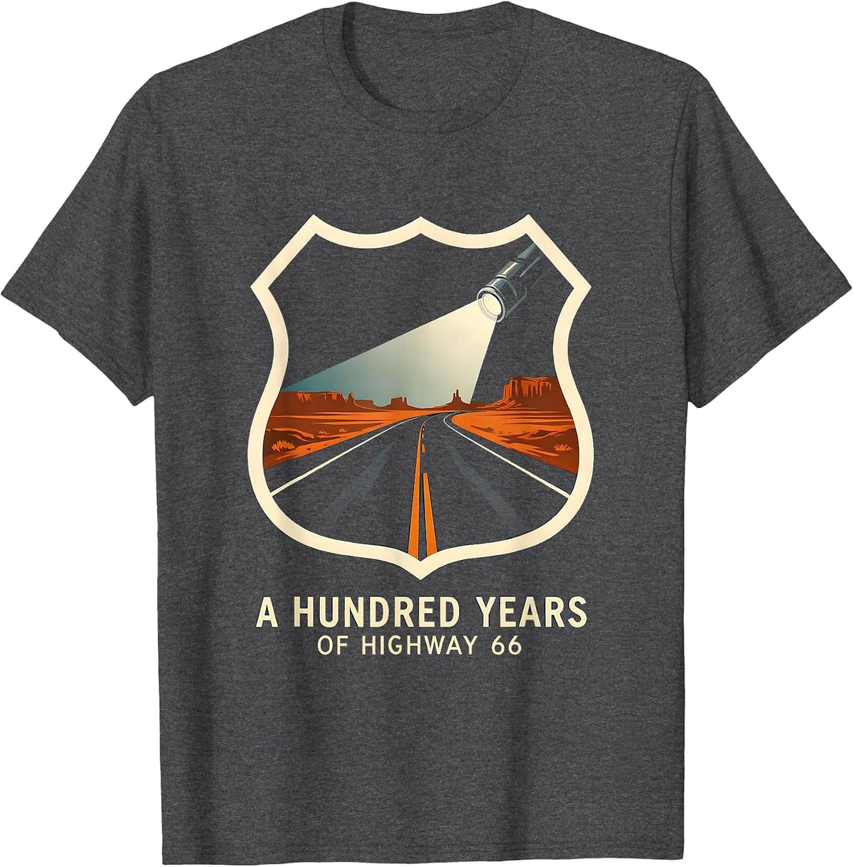 A Hundred Years Of Highway 66 Vintage Centennial Souvenir T-Shirt - Dark Heather Grey