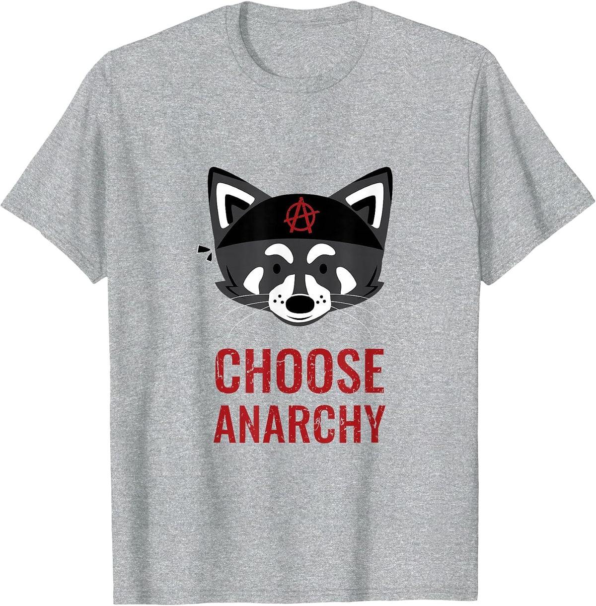 Choose Anarchy | Anarchist Symbol Political Anarchy Racoon T-Shirt - Heather Grey