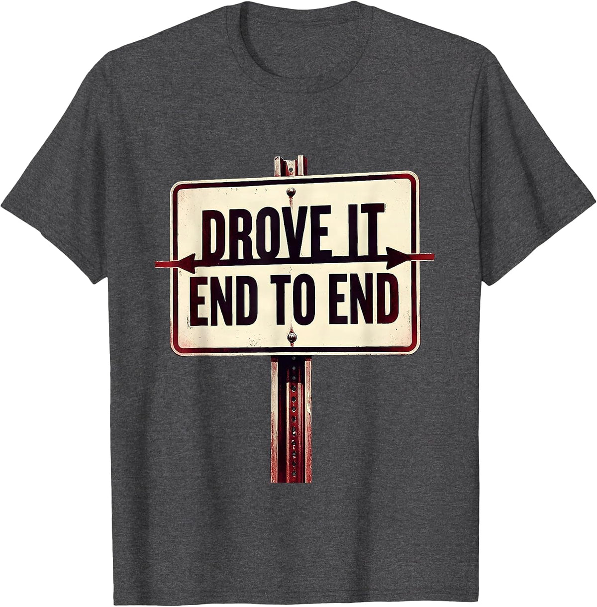 Men's Drove It End To End Stenciled Road Trip Centennial Keepsake T-Shirt - Dark Heather Grey