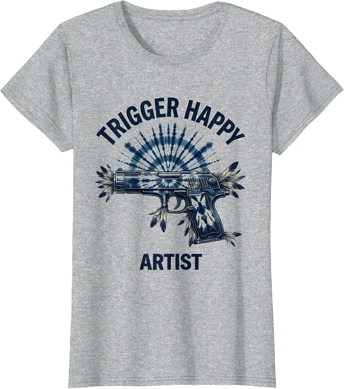 Women's Trigger Happy Artist Airbrush Art Design T-Shirt - Heather Grey
