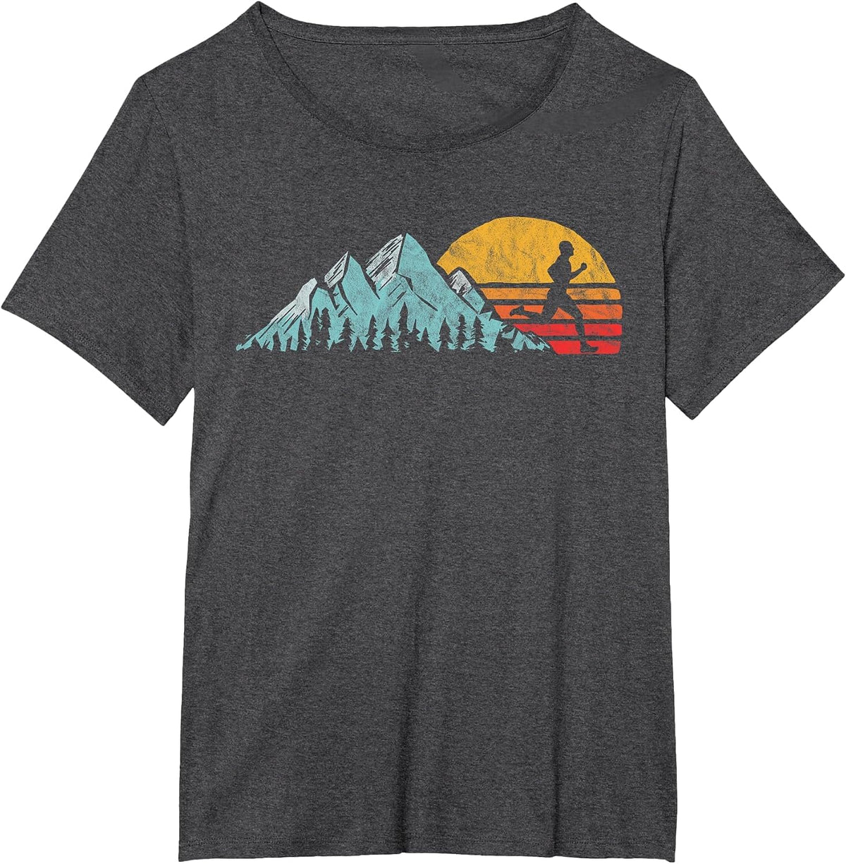 Mountain Runner - Retro Style Vintage Running T-Shirt T-Shirt - Dark Heather Grey