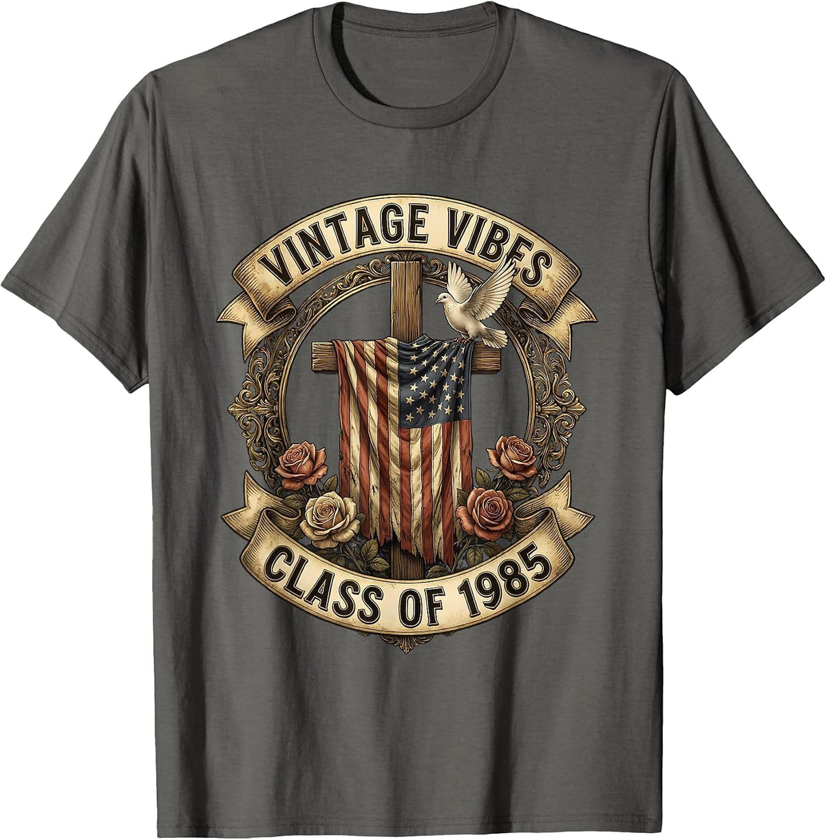 Vintage Vibes Class of 1985 Retro Design T-Shirt - Asphalt Grey