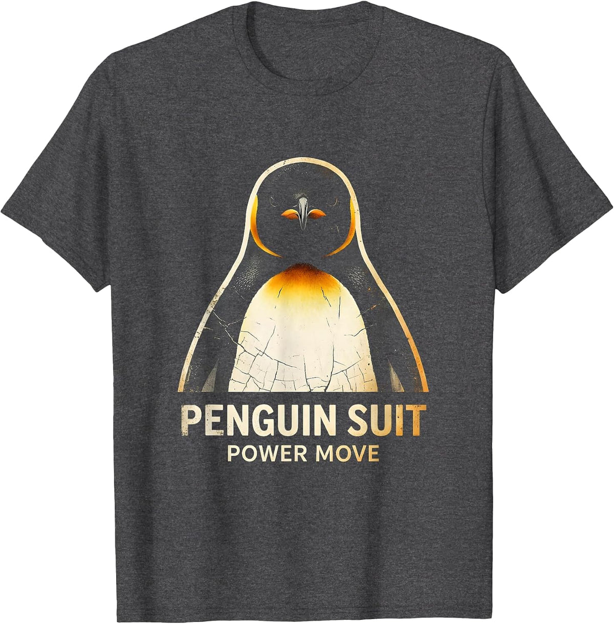 Penguin Suit Power Move Tuxedo Design T-Shirt - Dark Heather Grey