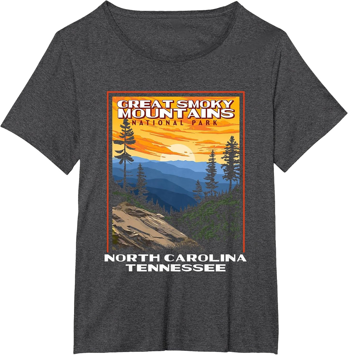 Great Smoky Mountains Vintage WPA National Park Smokies T-Shirt - Dark Heather Grey