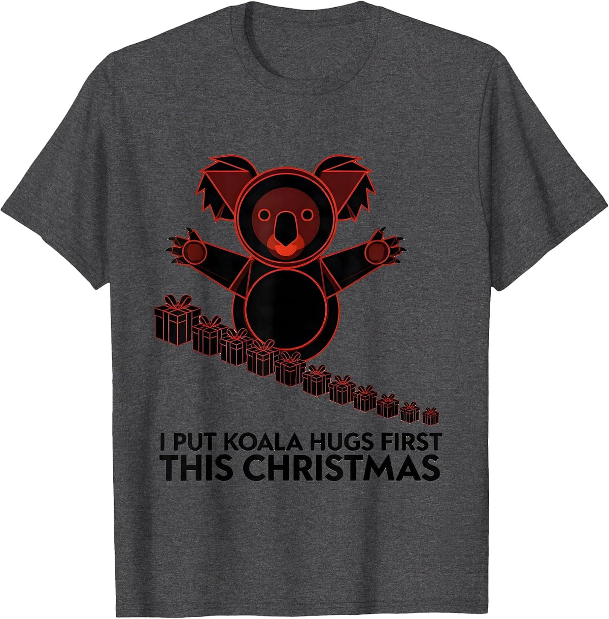 Men's I Put Koala Hugs First This Christmas Cute Koala Lover T-Shirt - Dark Heather Grey