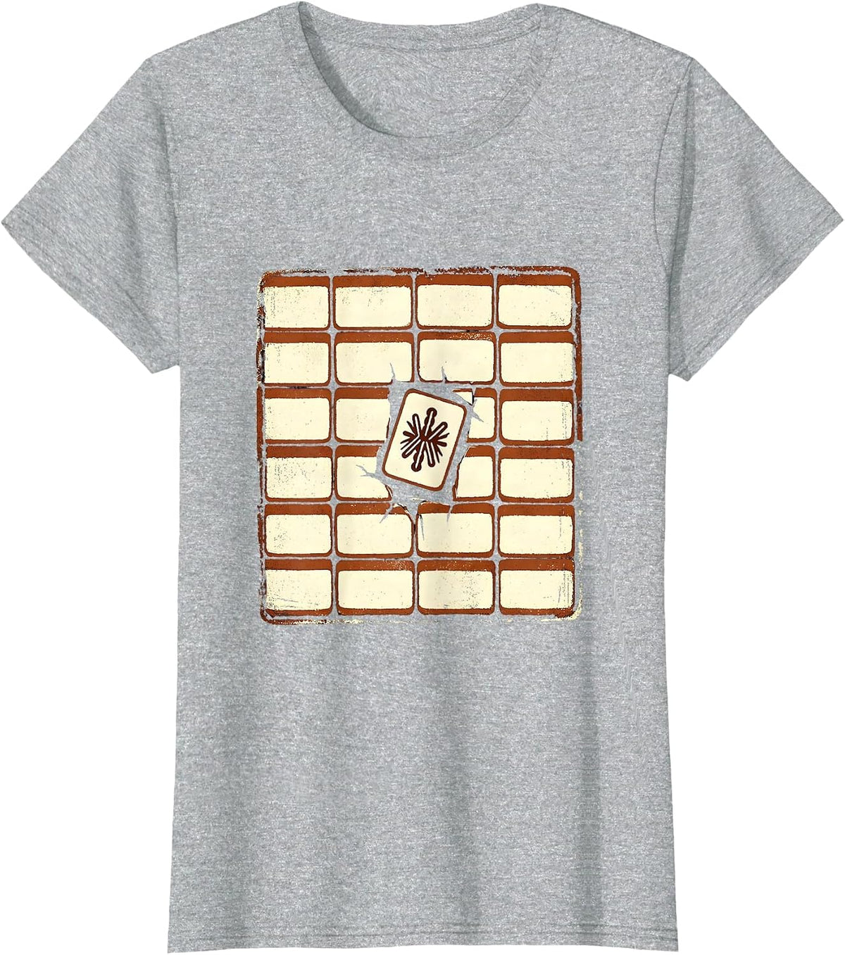 Mahjong Tile Wall Rubber Stamp Mahjong Player Humor T-Shirt - Heather Grey