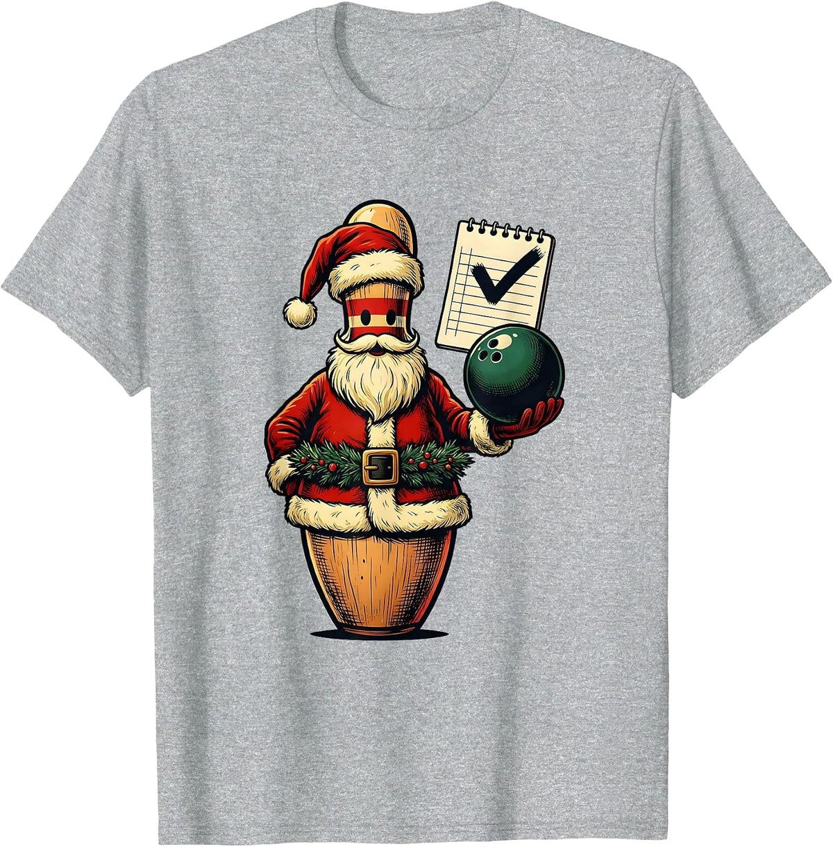 Men's Bowling Santa Magistrate Holiday Humor Funny Bowling Player T-Shirt - Heather Grey