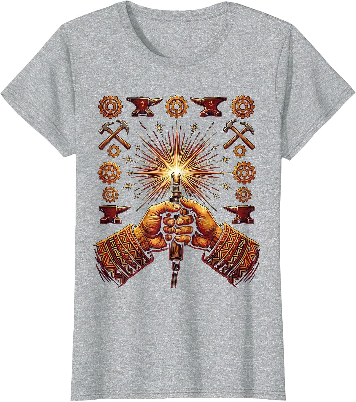 Milwaukee Welder Craftsman Sparks Dark Workshop T-Shirt - Heather Grey