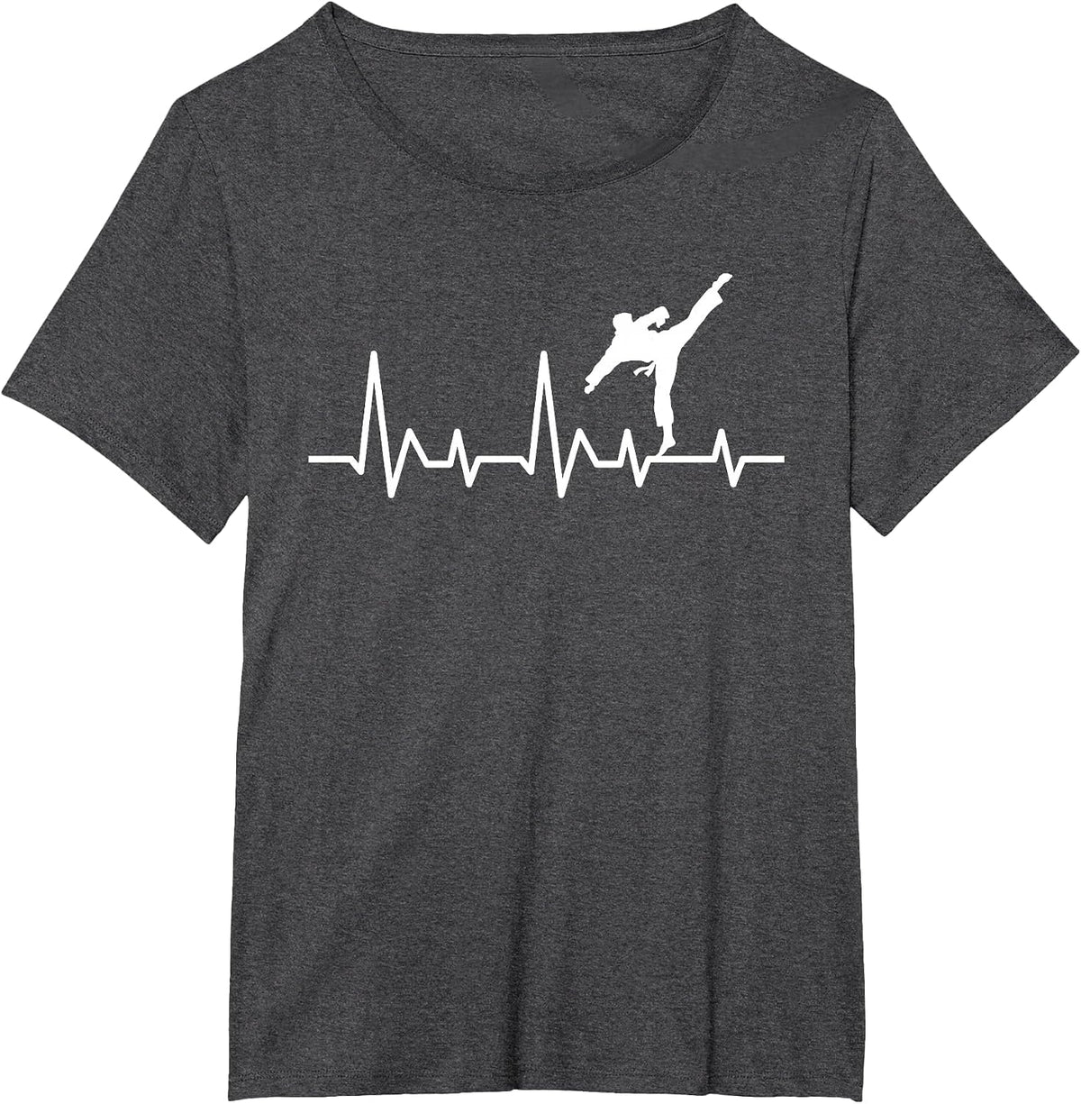 Karate Heartbeat - Martial Arts Coach Karateka Taekwondo T-Shirt - Dark Heather Grey