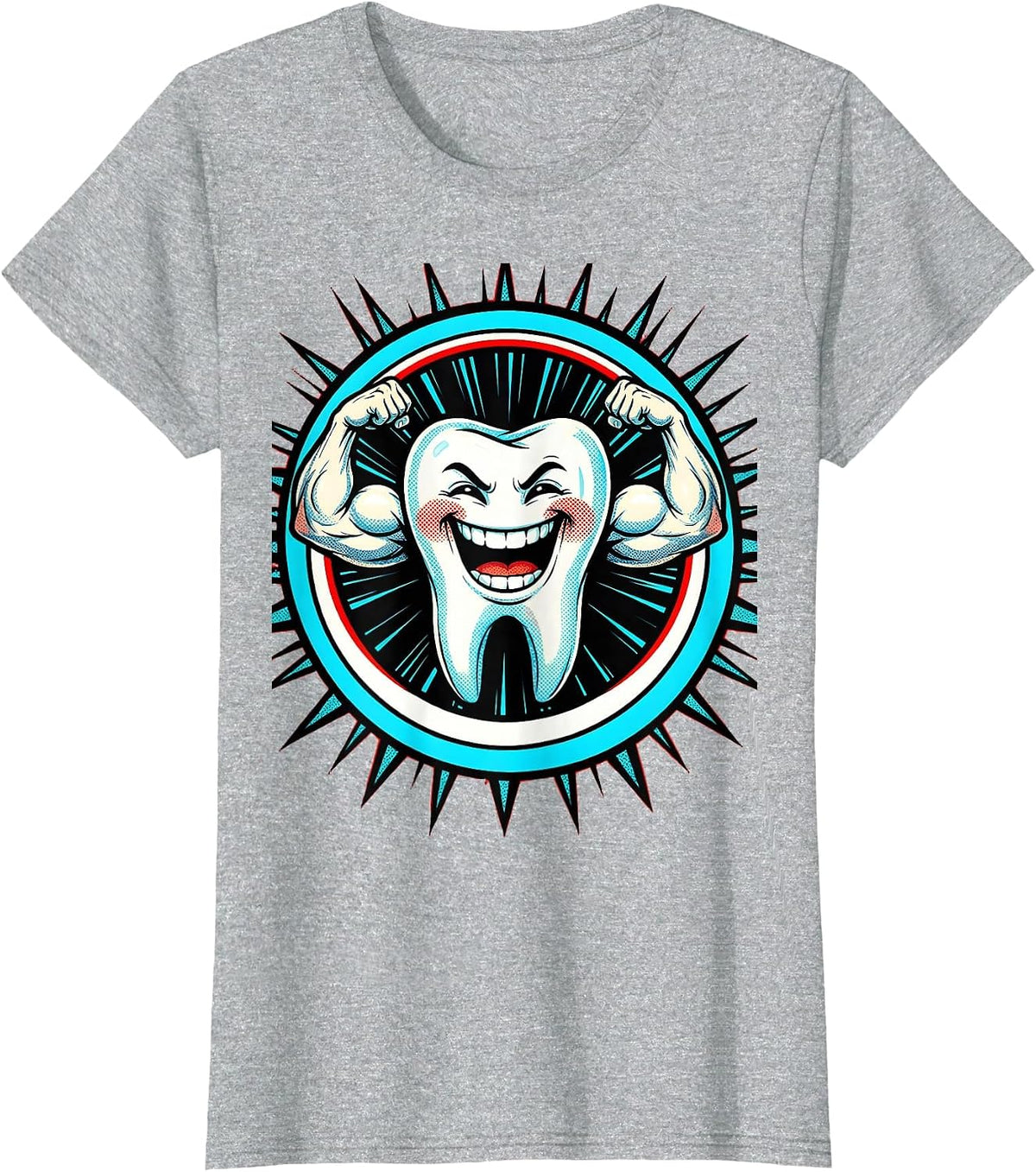 Dental Assistant Strong Tooth Flexing Muscles Graphic T-Shirt - Heather Grey
