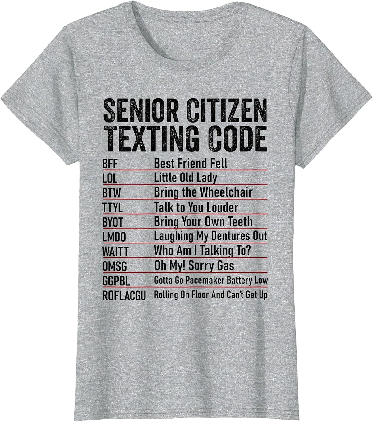 Senior Citizen Texting Code Funny Old People Grandpa T-Shirt - Heather Grey