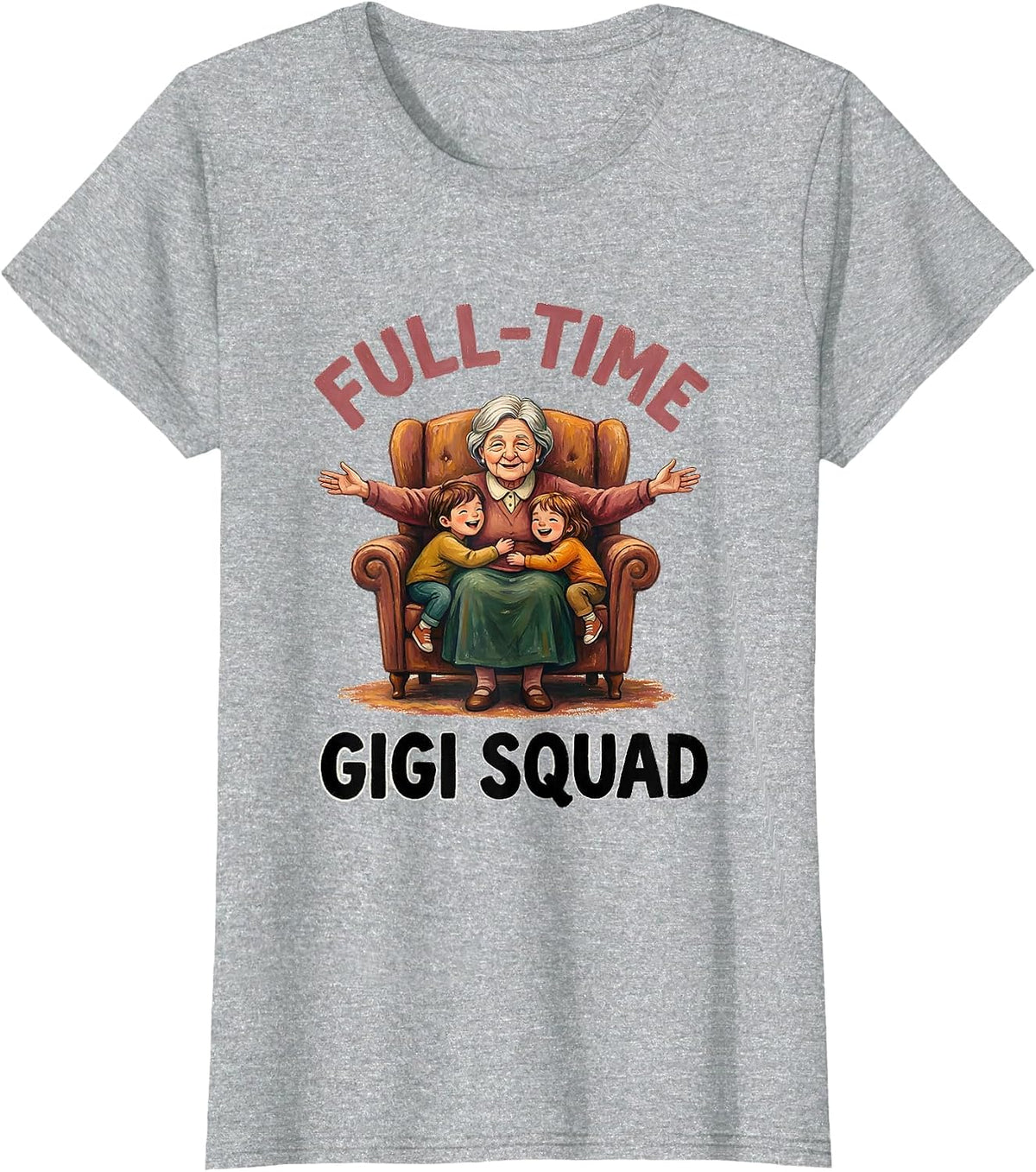 Women's Full-Time Gigi Squad Proud Grandma Design T-Shirt - Heather Grey