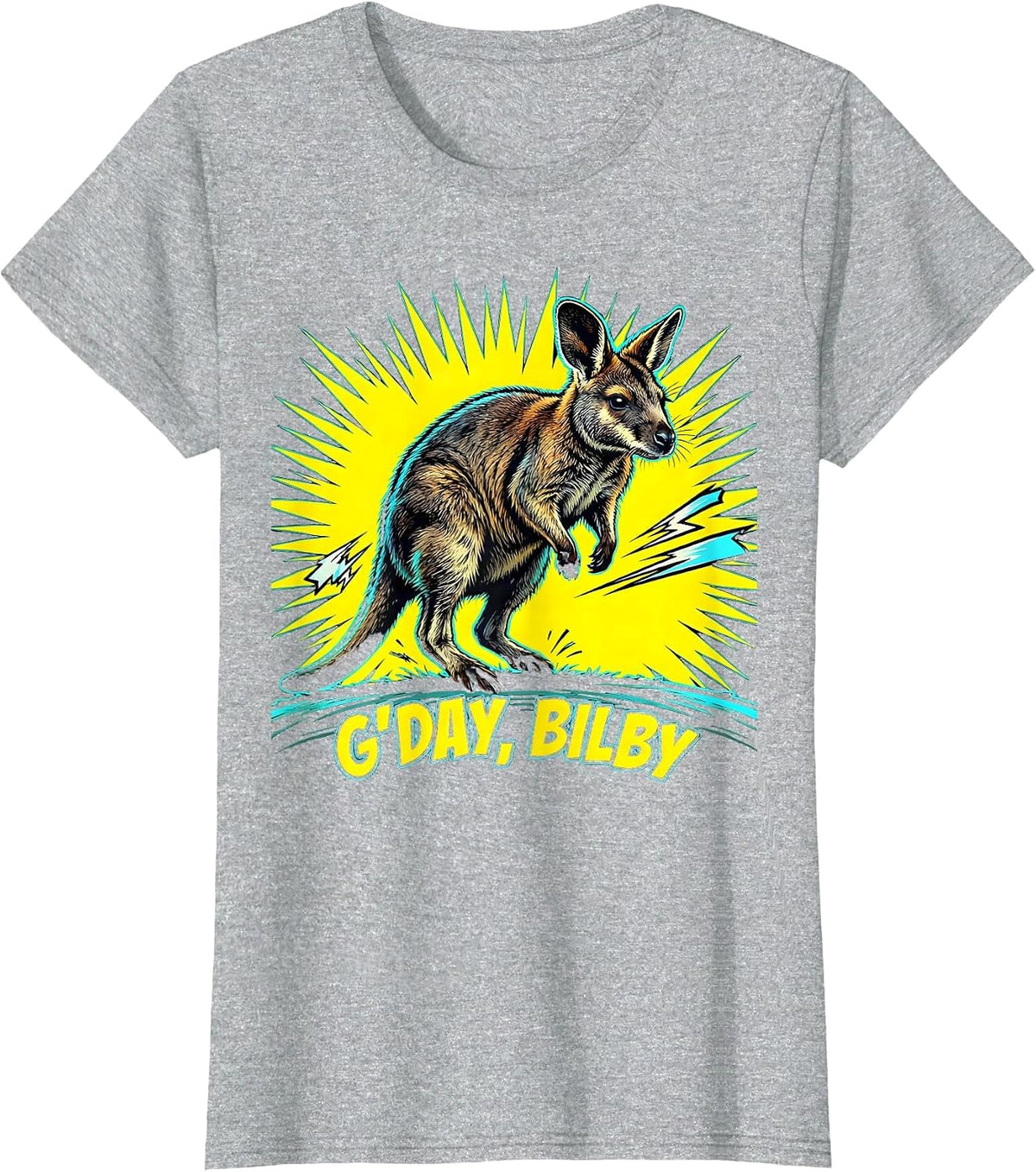 Women's G'day, Bilby Pop Art Australia Wildlife Novelty T-Shirt - Heather Grey