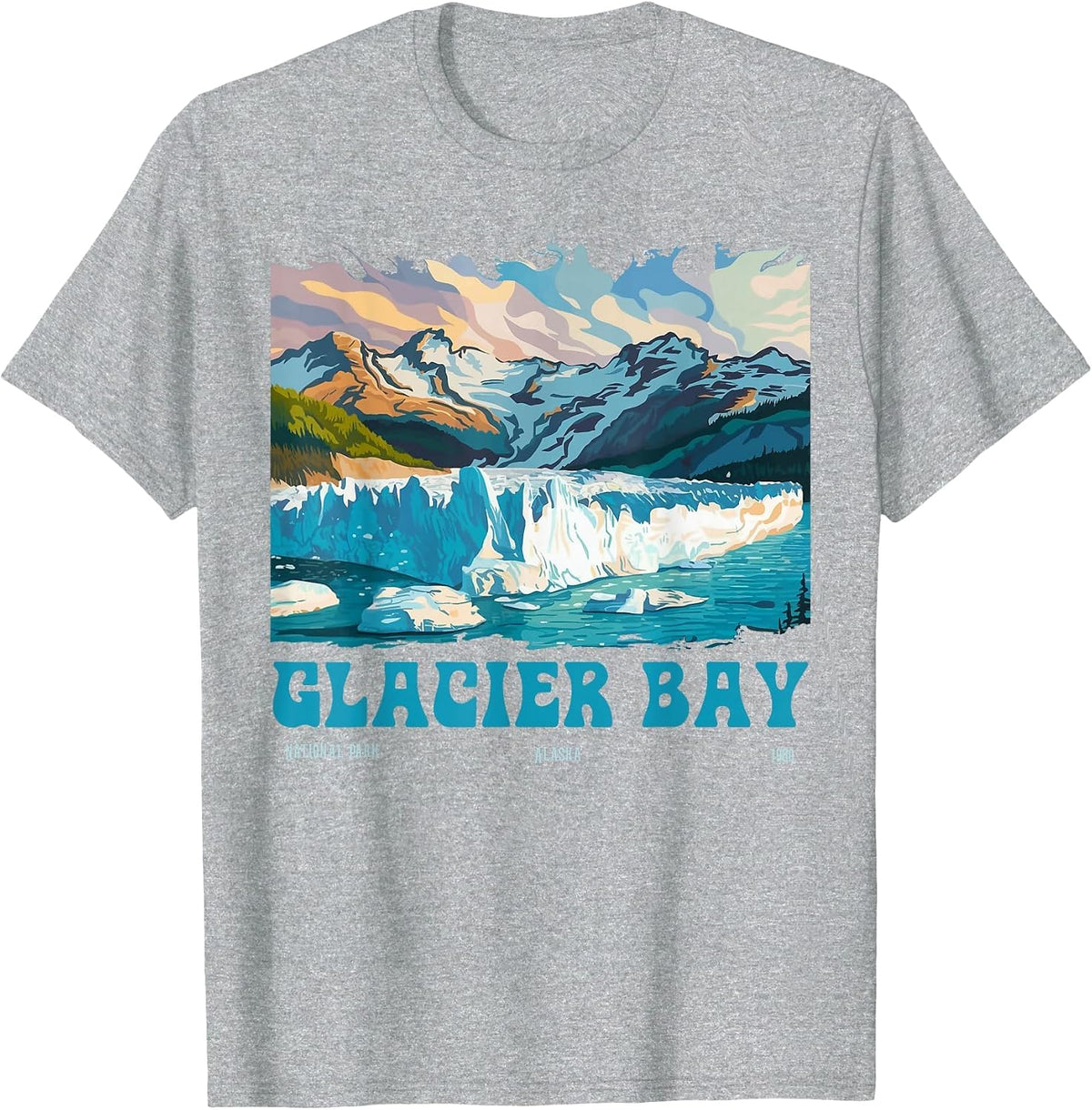 Glacier Bay National Park Alaska Margerie 2026 Men Women T-Shirt - Heather Grey