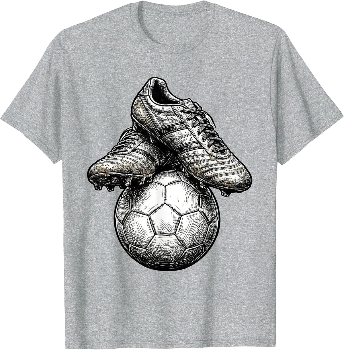 Men's Soccer Coach Worn Cleats and Ball Graphic T-Shirt - Heather Grey