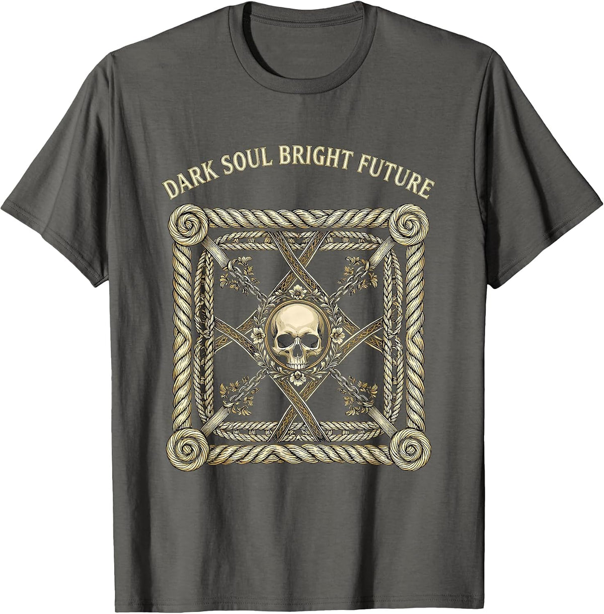 Men's Dark Soul Bright Future Skull Graphic Design T-Shirt - Asphalt Grey