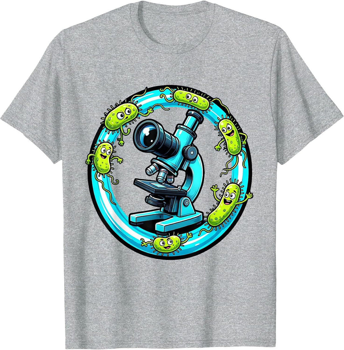 Men's Microscope Swirling Bacteria Medical Science Design T-Shirt - Heather Grey