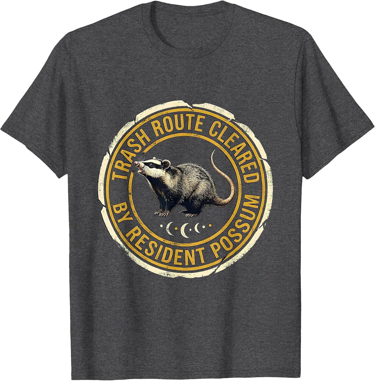 Trash Route Cleared By Resident Possum Funny Opossum Meme T-Shirt - Dark Heather Grey
