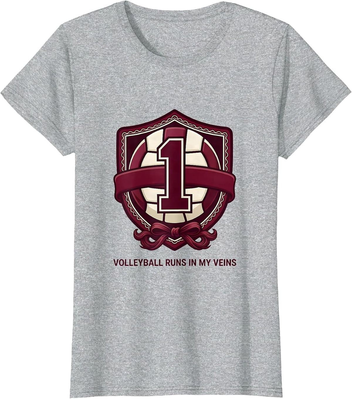 Women's Volleyball Runs In My Veins Sports Design T-Shirt - Heather Grey