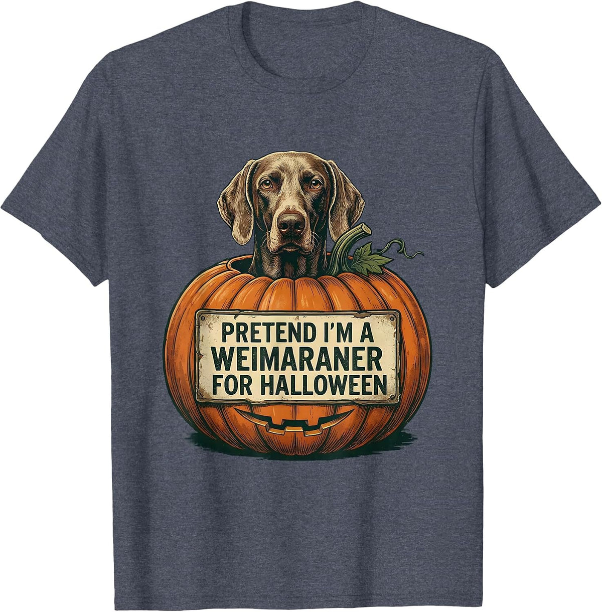 Pretend I'm A Weimaraner For Halloween Vintage Dog Owner T-Shirt - Heather Blue