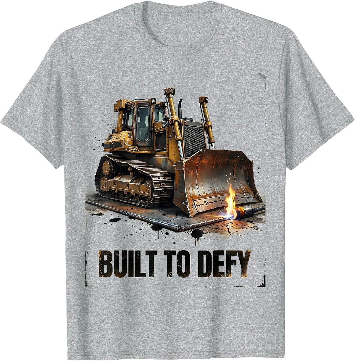 Men's Built To Defy Distressed Welder Trade Pride Metal Worker T-Shirt - Heather Grey