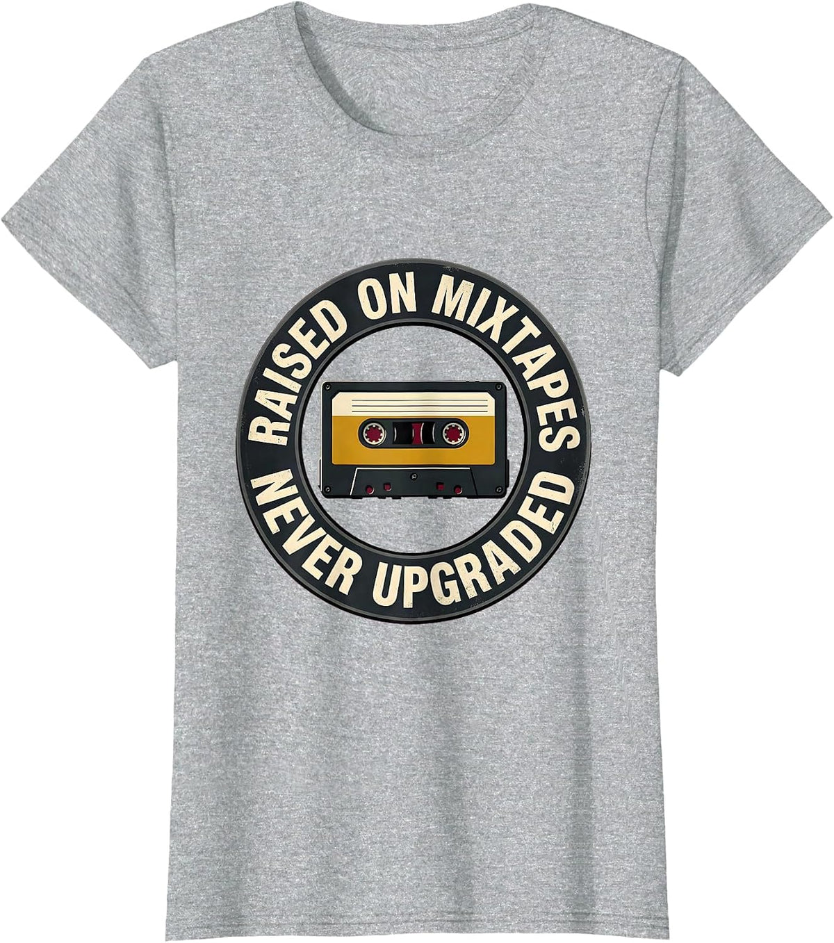 Raised On Mixtapes, Never Upgraded 90s Hip-Hop Rap Nostalgia T-Shirt - Heather Grey