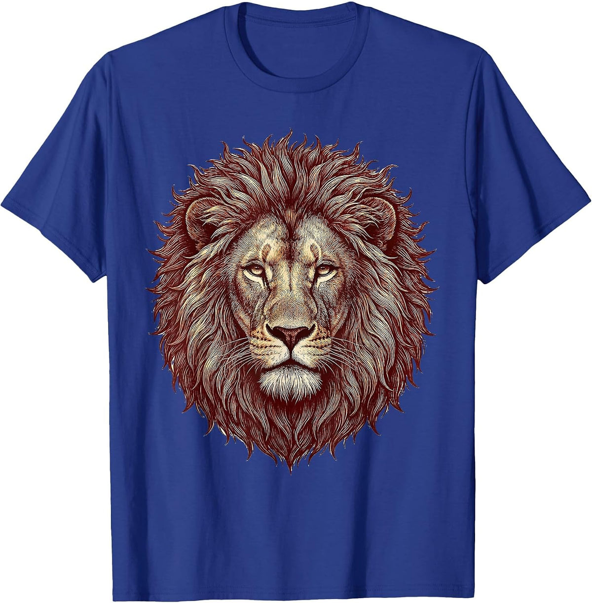 Men's Lion Mask Bold Animal Pride Fan Fierce T-Shirt - Royal Blue