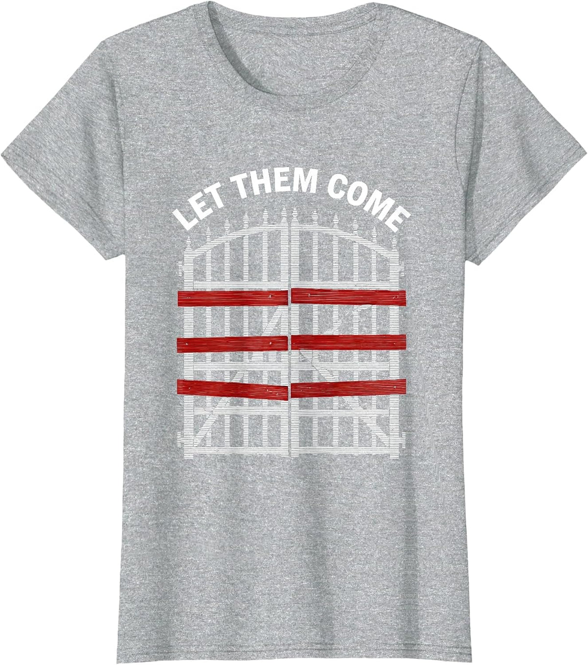 Let Them Come Bold Statement Graphic Design T-Shirt - Heather Grey