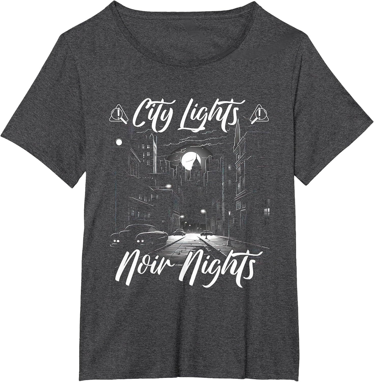 Futuristic Movie Art City Lights Nights Neo Noir T-Shirt - Dark Heather Grey