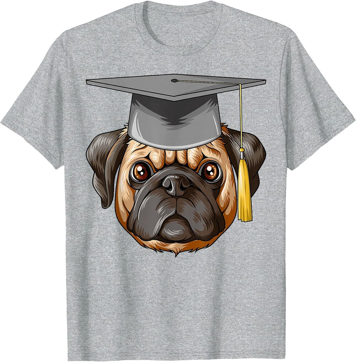 Pug Diploma Hat Pug T-Shirt - Heather Grey