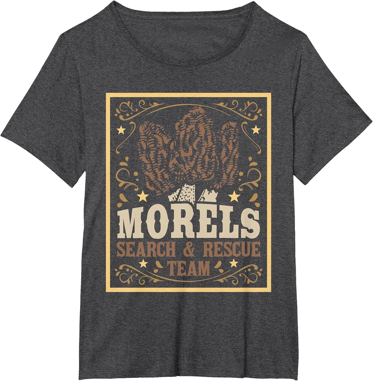 Morel Search Rescue Team - Mushroom Hunting Mushroom Hunter T-Shirt - Dark Heather Grey