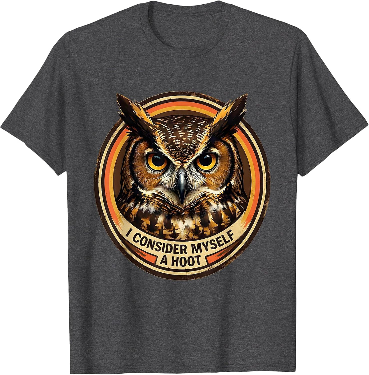 Men's I Consider Myself A Hoot Vintage Owl Bird Lover Humor T-Shirt - Dark Heather Grey