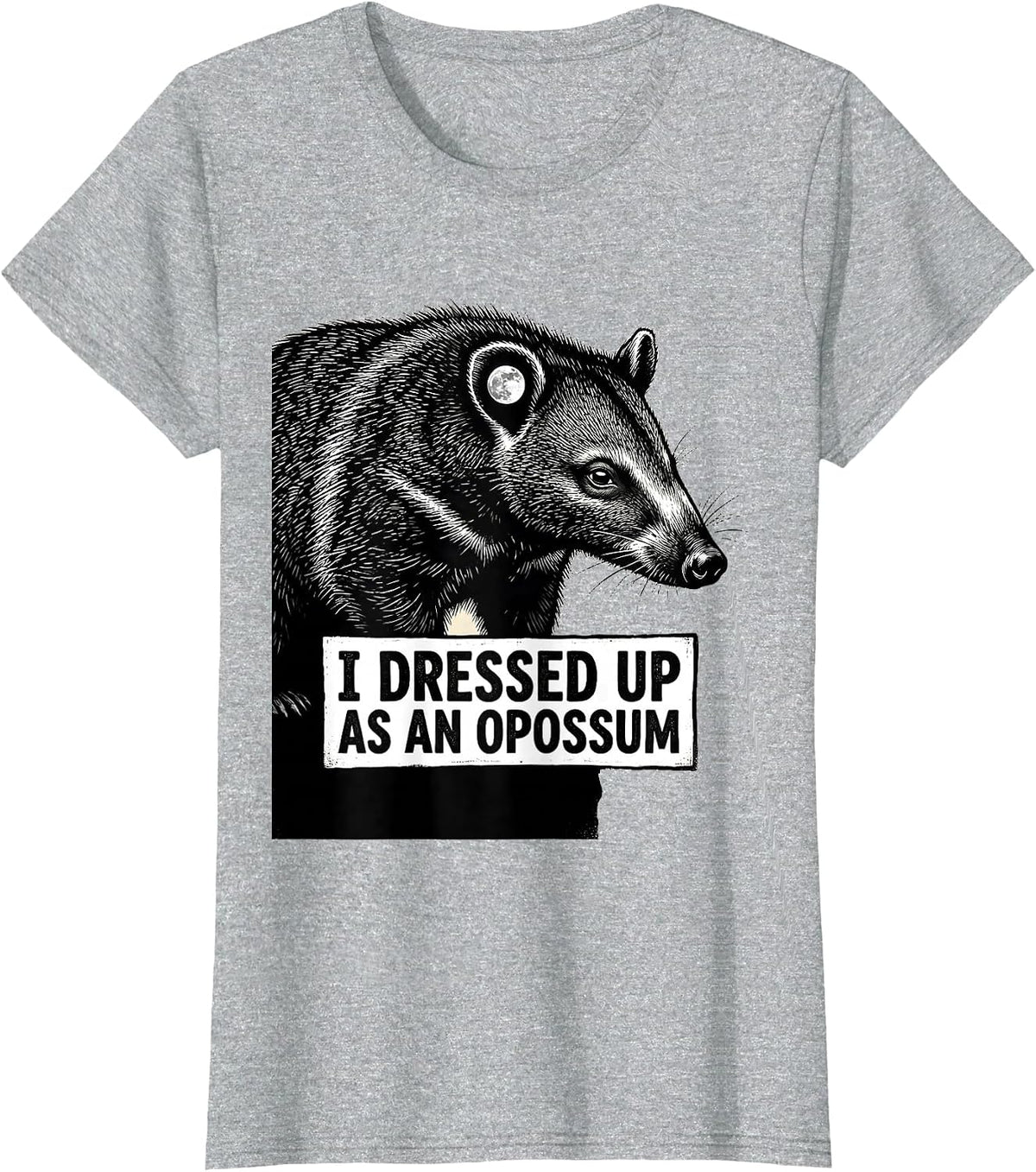 I Dressed Up As An Opossum Funny Halloween Moon Animal T-Shirt - Heather Grey