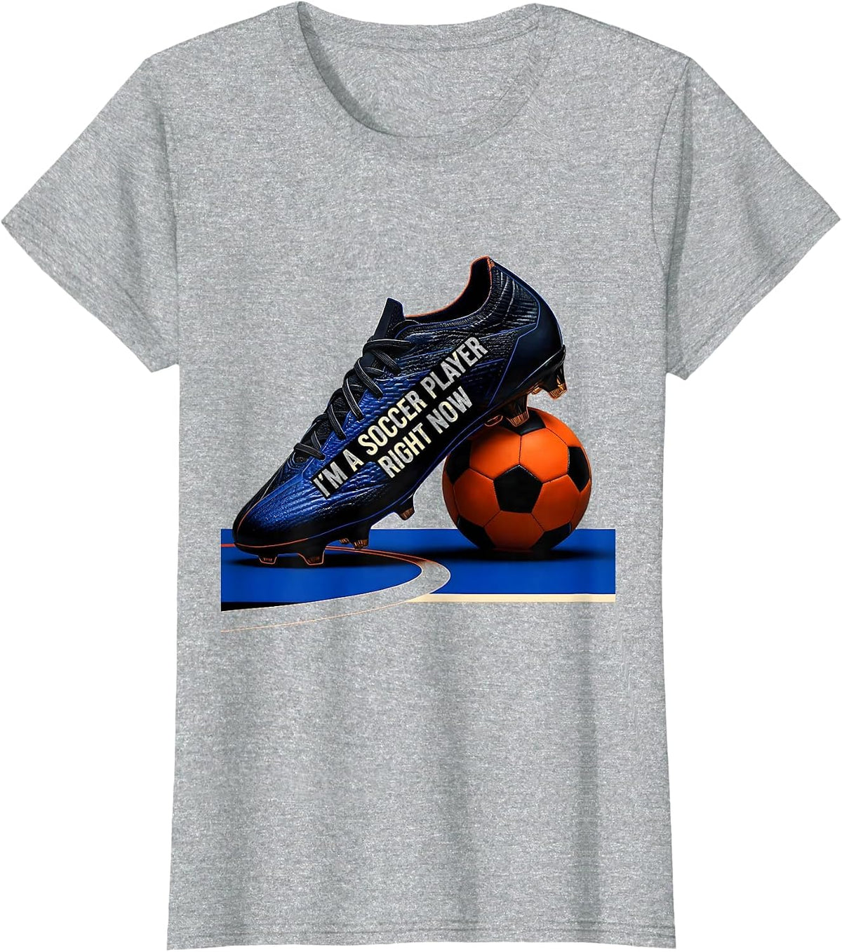 I'm A Soccer Player Right Now Flat Graphic Soccer Cleat T-Shirt - Heather Grey