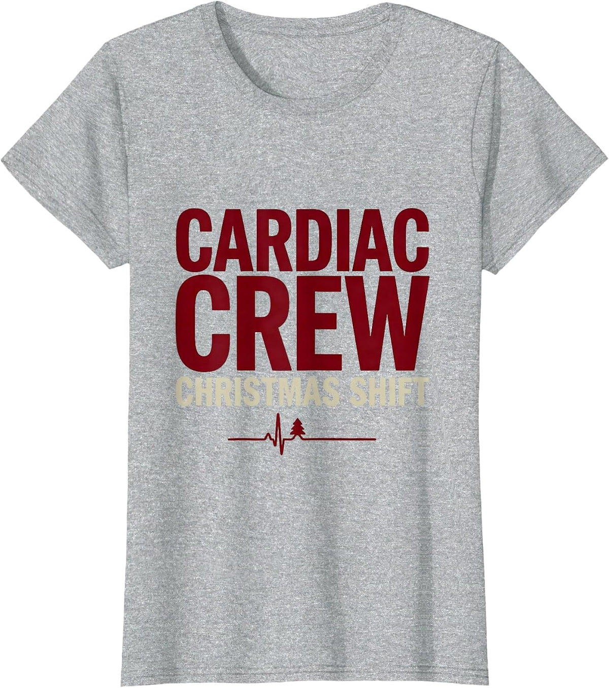 Cardiac Crew Christmas Shift Funny Cardiac Nurse Holiday T-Shirt - Heather Grey