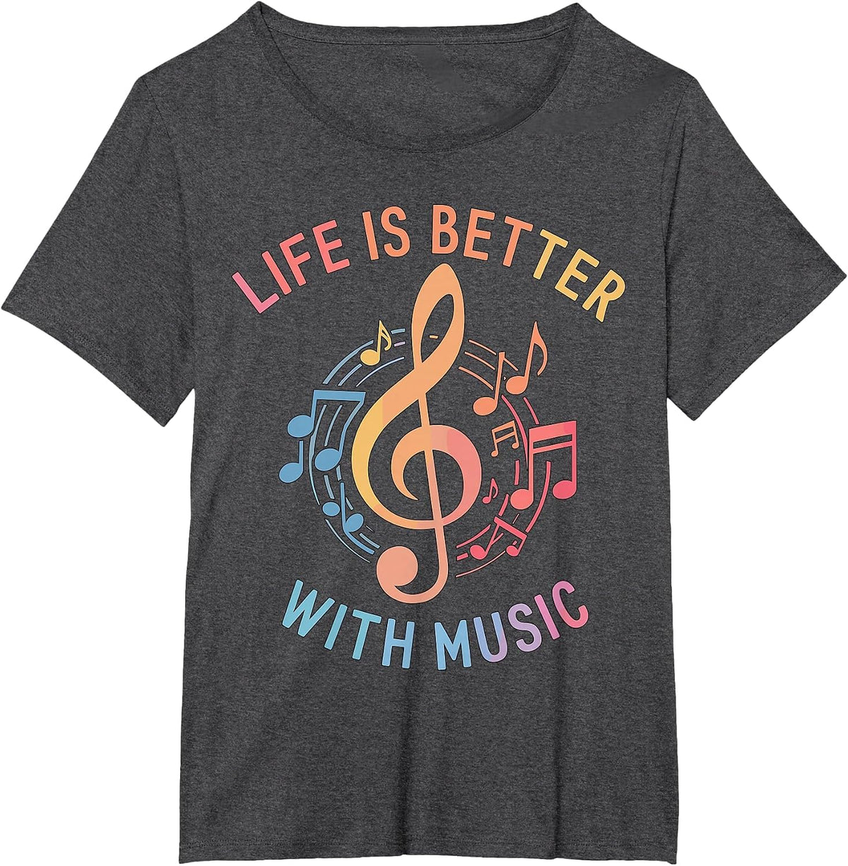 Life is Better with Music T-Shirt - Dark Heather Grey