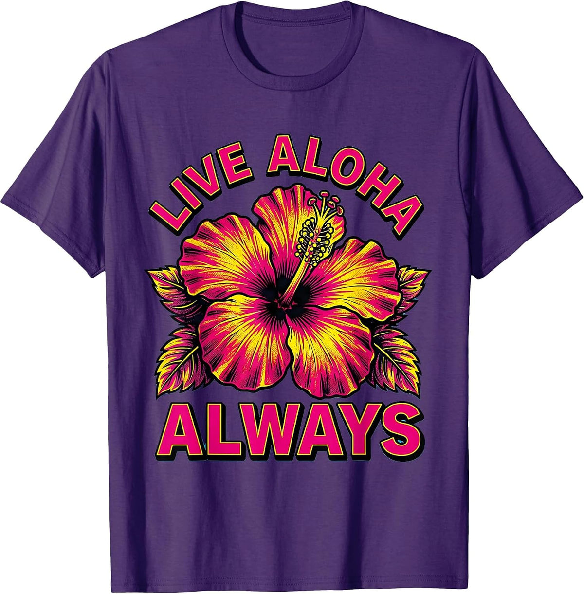 Live Aloha Always Hawaiian Spirit Design T-Shirt - Purple