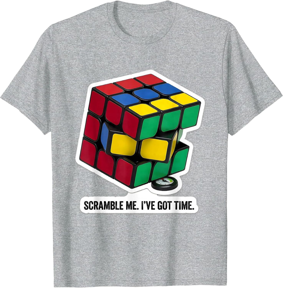 Men's Scramble Me I've Got Time Funny Speed Cubing Puzzle Lover T-Shirt - Heather Grey