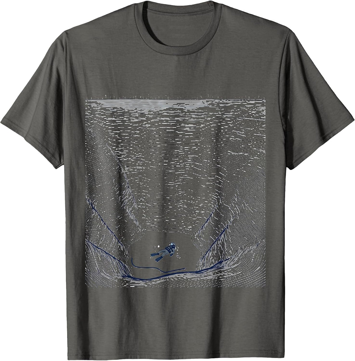 Men's Topographic Contour Scuba Diver Gift Adventure Humor T-Shirt - Asphalt Grey