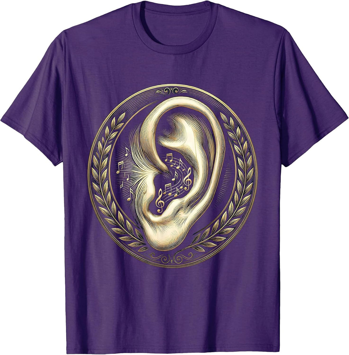 Music Teacher Ear With Musical Notes Blooming Art T-Shirt - Purple