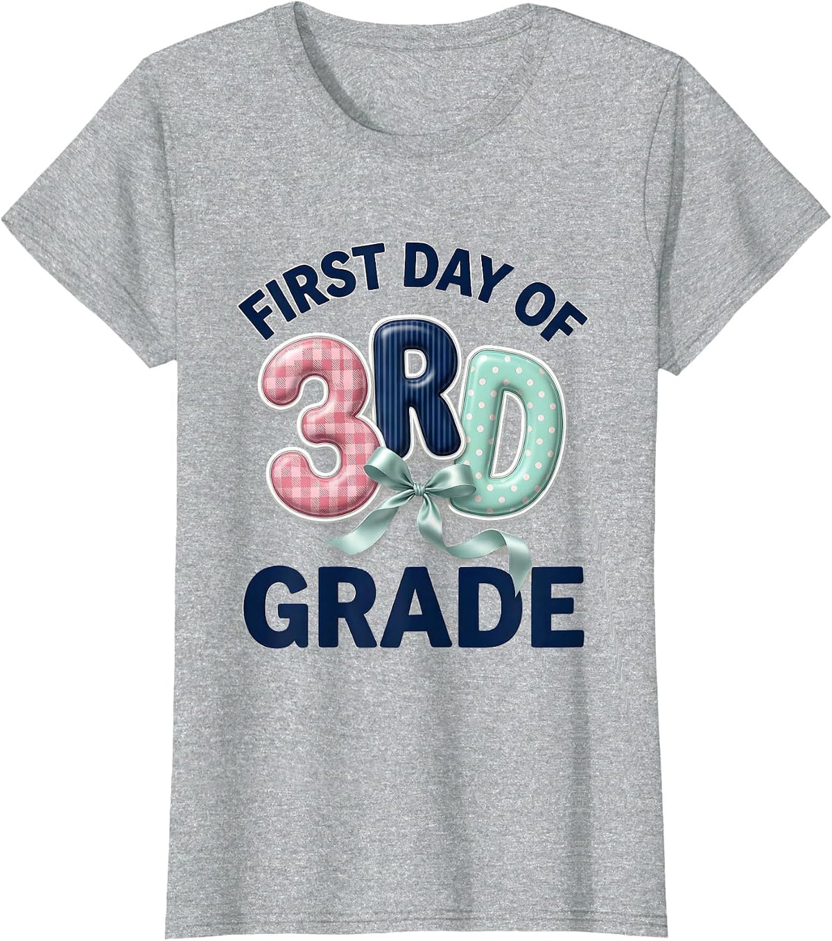 First Day Of 3rd Grade Coquette Bow Back To School Teacher T-Shirt - Heather Grey