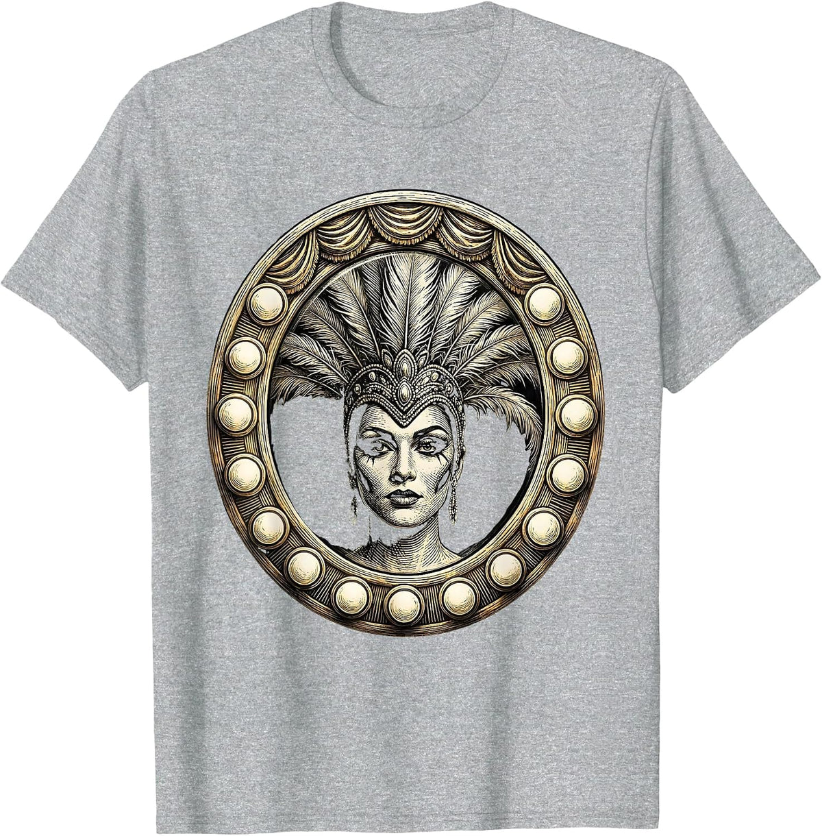 Men's Showgirl Dressing Room Bulb Mirror Portrait T-Shirt - Heather Grey