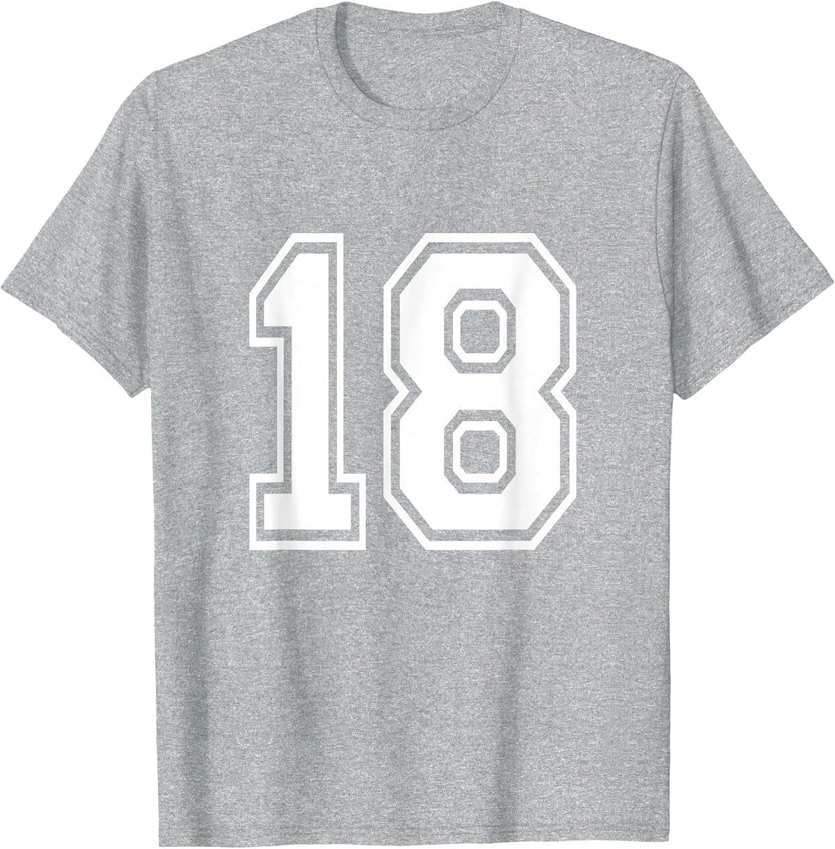Number 18 Varsity Sports Team Jersey 18th Birthday 18 Years T-Shirt - Heather Grey