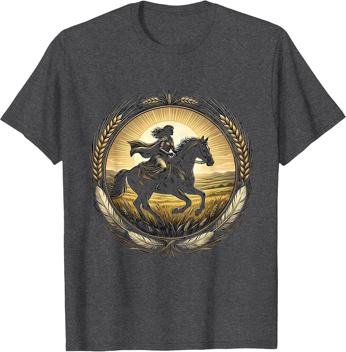 Horseback Rider Open Plains Country Music Graphic T-Shirt - Dark Heather Grey